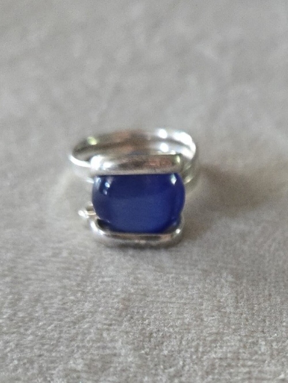 Beautiful Handmade Silver Ring with Blue Glass Stone
